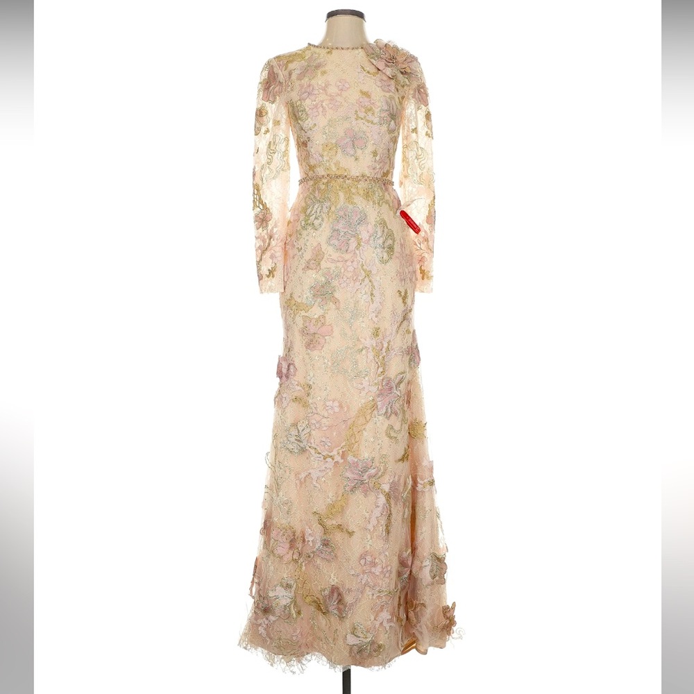 Mac Duggal Floral Appliqué Evening Gown
